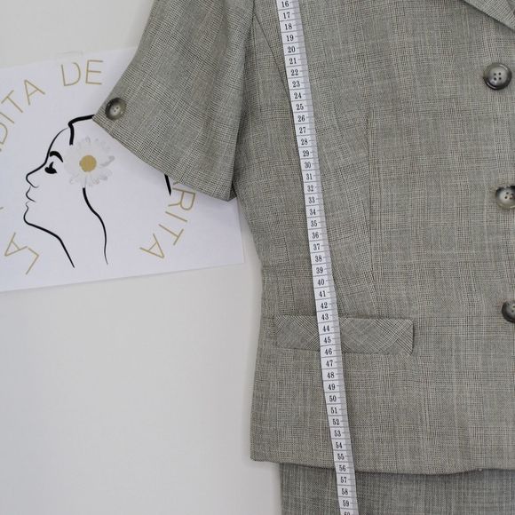 Vintage blazer and pants set gray 14 excellent conditions short sleeves - Picture 8 of 9